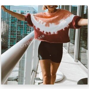 Wildfox Olivia Tie Dye Pullover Sweatshirt Ruby Dove Dye Spring‎ Lounge Raw Hem